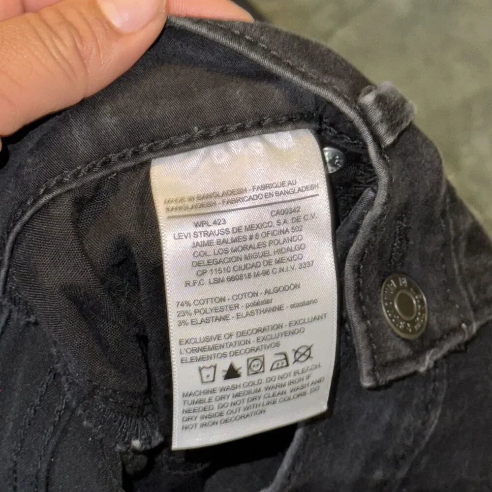 Levis Jeans Women's 10S W30 x L30 Black Denim Cotton 5-Pocket Curvy Straight Leg